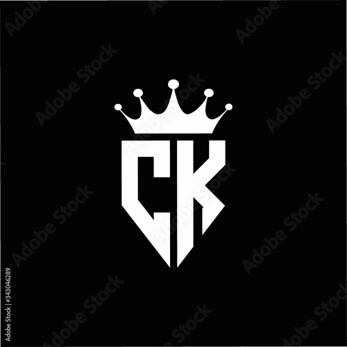 CK logo monogram emblem style with crown shape design template