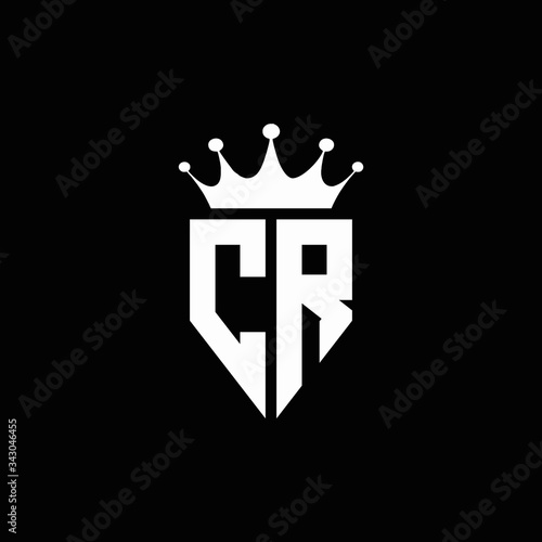 CR logo monogram emblem style with crown shape design template