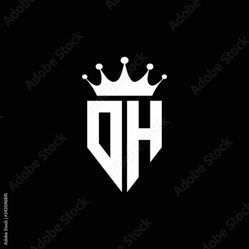 DH logo monogram emblem style with crown shape design template