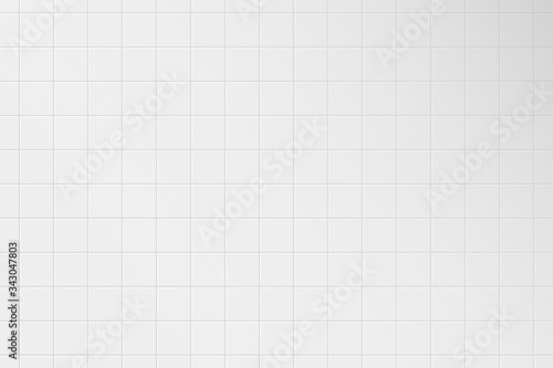 White tile wall. Pattern of ceramic tiled grid for bathroom, kitchen or toilet interior. Realistic 3d square tile with shadow. Vector illustration.