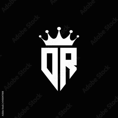 DR logo monogram emblem style with crown shape design template