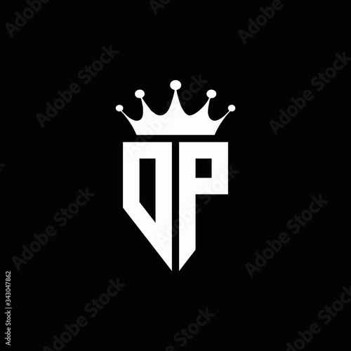 DP logo monogram emblem style with crown shape design template photo