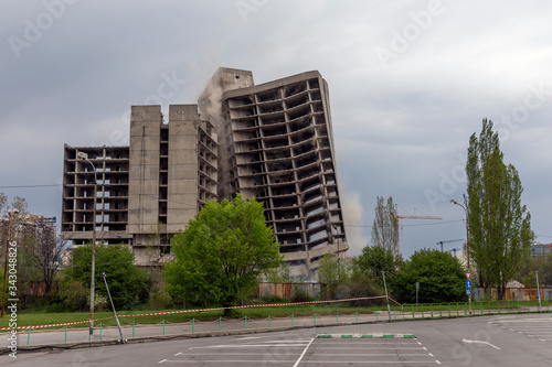 Exploding old building .