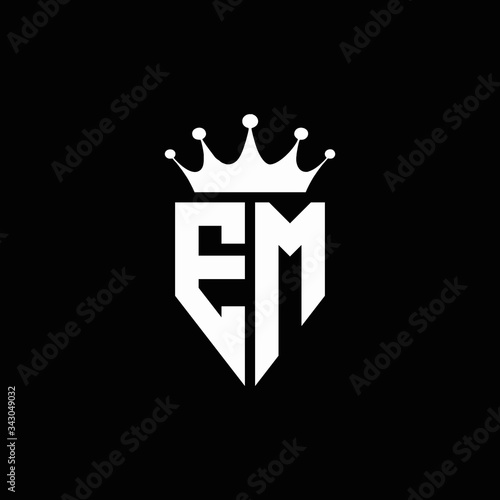 EM logo monogram emblem style with crown shape design template