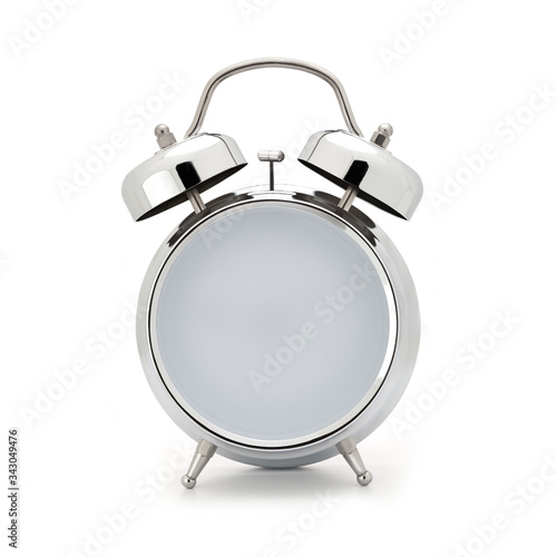 Empty alarm clock isolated on white