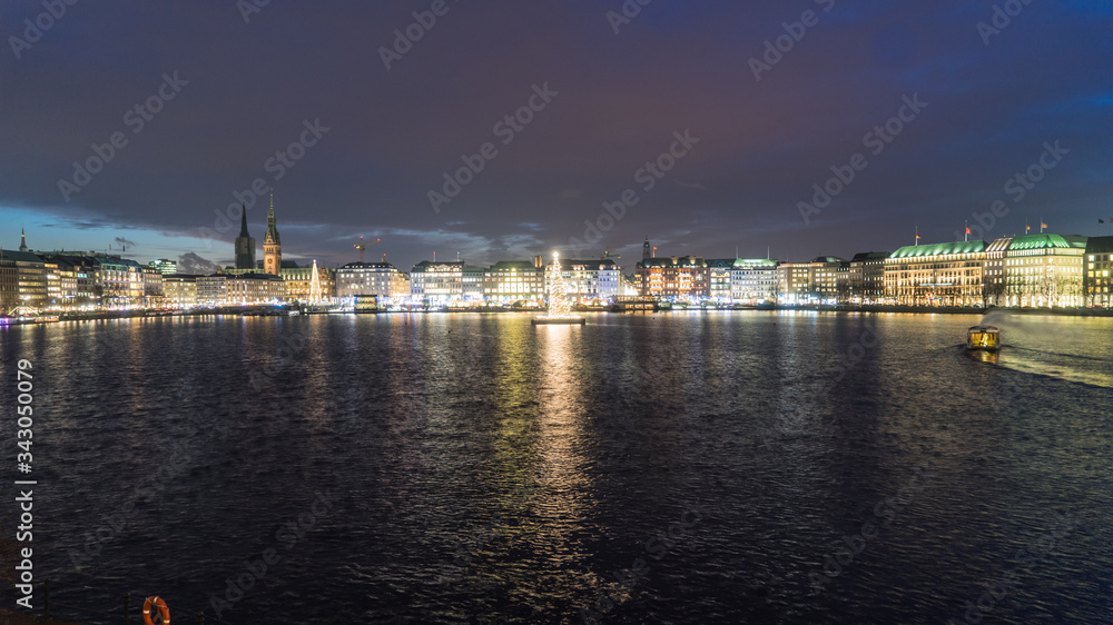 Hamburg panorama at christmas