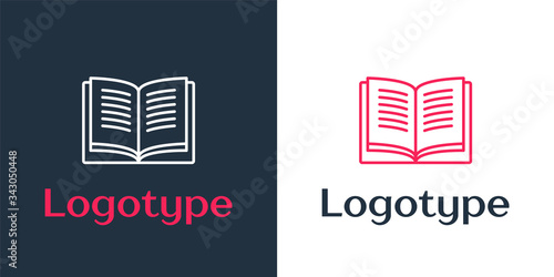 Logotype line Math system of equation solution on speech bubble icon isolated on white background. Logo design template element. Vector Illustration