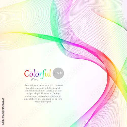 Spectrum smooth energy wave template for corporate, business, presentation, music album, banner, flyer cover design. Beauty rainbow graphic effect