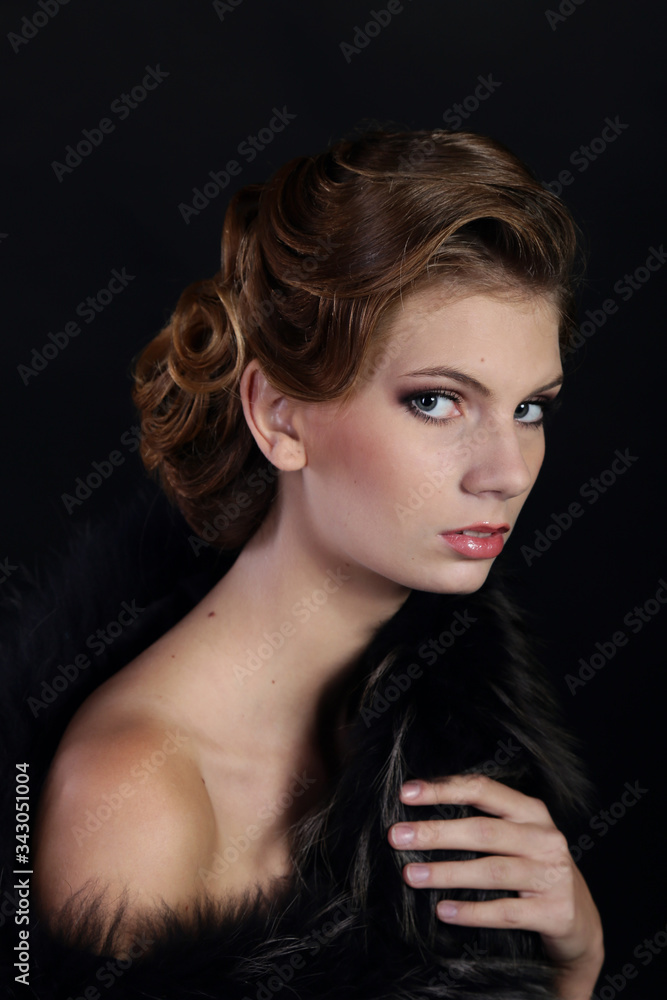 Beautiful woman in the style of Art Nouveau, the era of gangsters Beautiful woman in the style of Art Nouveau, the era of gangsters