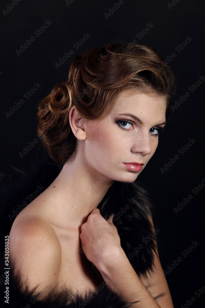 Fototapeta premium Beautiful woman in the style of Art Nouveau, the era of gangsters