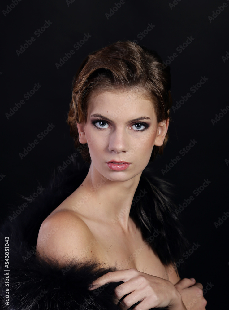 Beautiful woman in the style of Art Nouveau, the era of gangsters Beautiful woman in the style of Art Nouveau, the era of gangsters