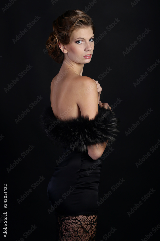 Beautiful woman in the style of Art Nouveau, the era of gangsters