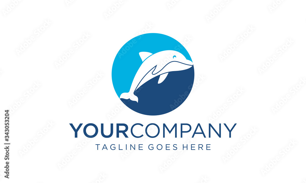 Waves and jumping dolphin logo design
Waves and jumping dolphin logo design