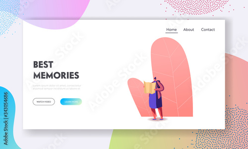 Girl with Map and Backpack Solving Escape Room or Quest Game Task Landing Page Template. Traveling Tourist Woman Character Searching Correct Way or Route in Foreign City. Cartoon Vector Illustration