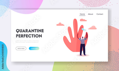 Coronavirus Quarantine End, Freedom Landing Page Template. Happy Male Character Throw in Air Useless Medical Mask Celebrate Covid19 Pandemic Finish. Happiness, Victory. Cartoon Vector Illustration