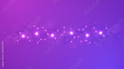 Fototapeta Naklejka Na Ścianę i Meble -  Abstract background of molecules. Molecular structures or DNA strand, genetic engineering, neural network, innovation technology, scientific research. Technological, science and medicine concept.