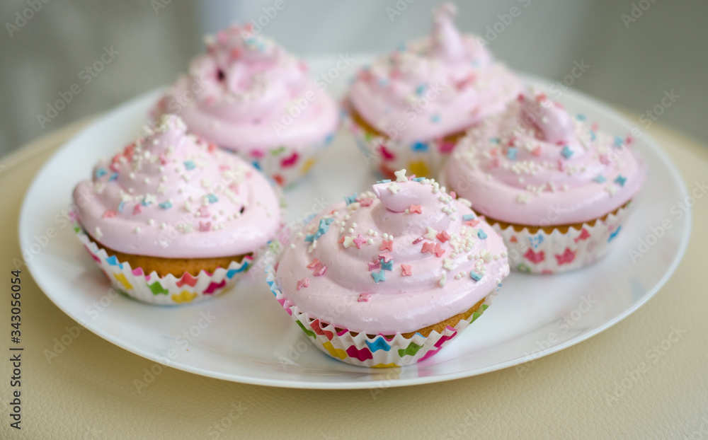 cupcake with pink icing cupcake with pink icing