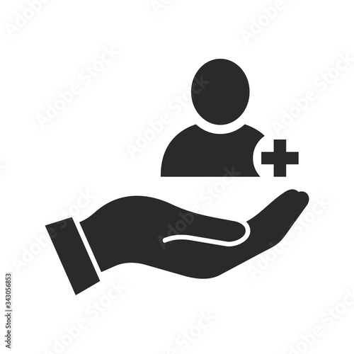 Patient icon. Health insurance. Vector icon isolated on white background.
