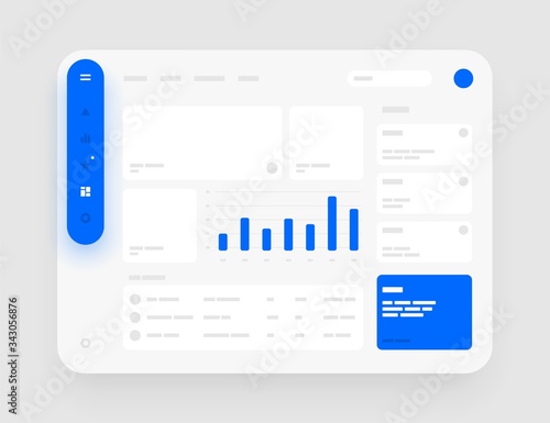 App sidebar menu concept. Wireframes screens. Dashboard UI and UX Kit design. Use for mobile app or website.