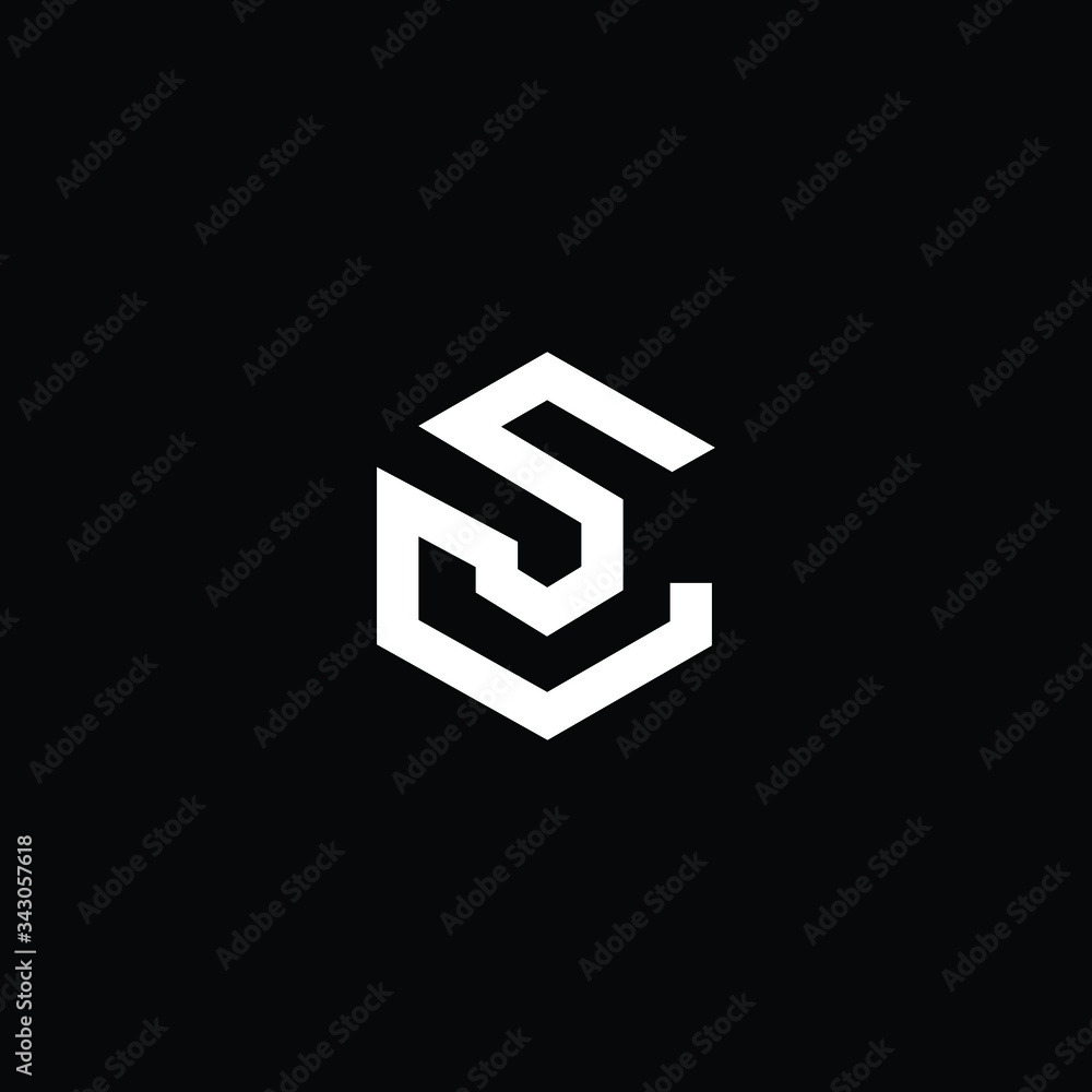 Minimal elegant monogram art logo. Outstanding professional trendy awesome artistic CS SC initial based Alphabet icon logo. Premium Business logo White color on black background