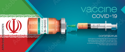 Vector illustration with 3D corona vaccine, country flag concept.
