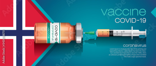 Vector illustration with 3D corona vaccine, country flag concept.