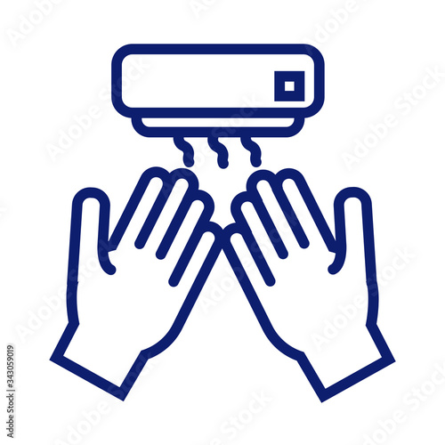 hands washing with dryer line style icon