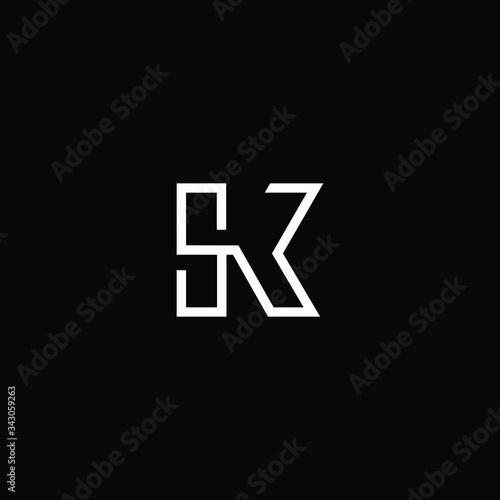 Minimal elegant monogram art logo. Outstanding professional trendy awesome artistic SK KS initial based Alphabet icon logo. Premium Business logo White color on black background