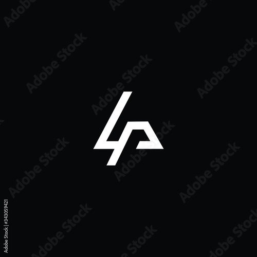 Minimal elegant monogram art logo. Outstanding professional trendy awesome artistic LP PL initial based Alphabet icon logo. Premium Business logo White color on black background