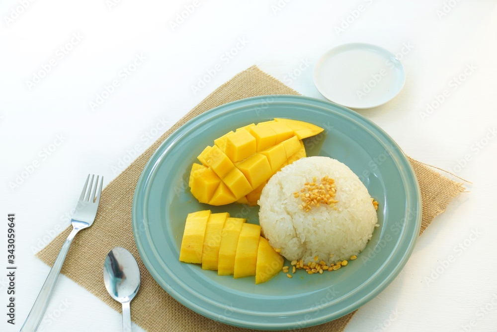 Rice and Mango Thai desserts or mango sticky rice. Rice and Mango Thai desserts or mango sticky rice.