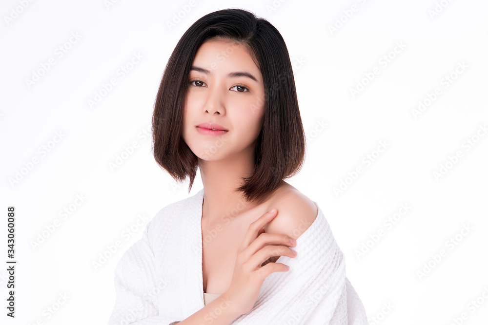 Beautiful Young Asian Woman with Clean Fresh Skin. Face care, Facial treatment, Cosmetology, beauty and healthy skin and cosmetic concept, woman beauty skin isolated on white background Beautiful Young Asian Woman with Clean Fresh Skin. Face care, Facial treatment, Cosmetology, beauty and healthy skin and cosmetic concept, woman beauty skin isolated on white background