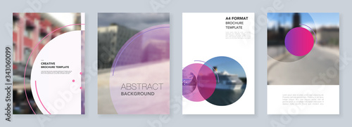 A4 brochure layout of covers design templates for flyer leaflet, A4 brochure, report, magazine cover, book design with abstract circle banners. Social media web banner. Social network photo frame.