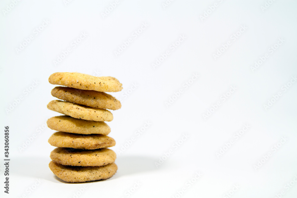 Sugar cookies stack with white background Sugar cookies stack with white background