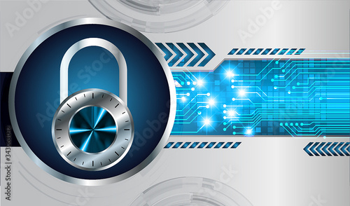 Closed Padlock on digital background, cyber security