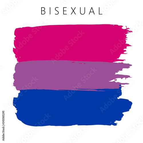 Sexual identity pride flag of bisexual people, LGBT symbols. Flag gender with shades of blue, violet and pink colors. Vector illustration. Beautiful brush strokes. Abstract concept. Painted texture.