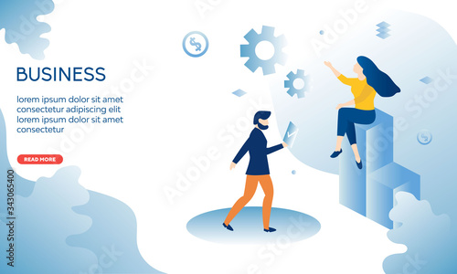 Business concept. Teamwork vector flat illustration.
