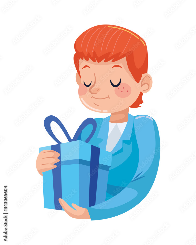 young father with gift character young father with gift character