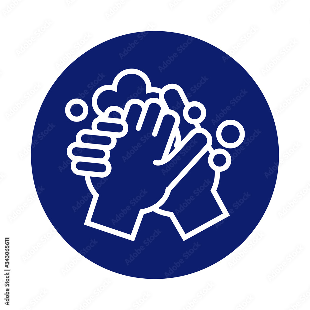 hands washing with foam block style icon hands washing with foam block style icon
