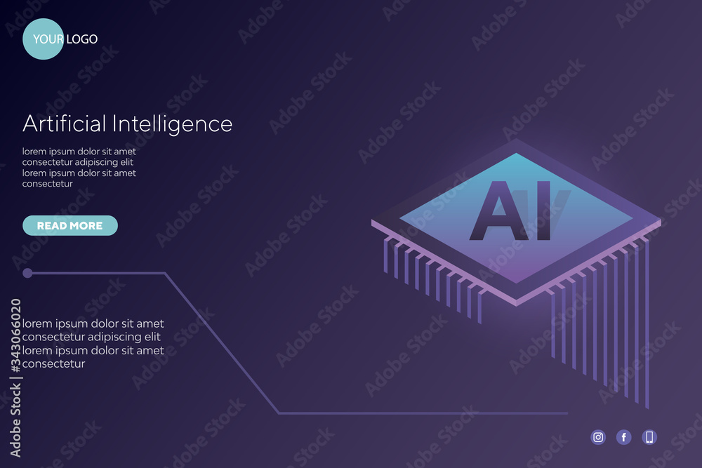 Fototapeta premium Artificial Intelligence Web Page Vector Illustration