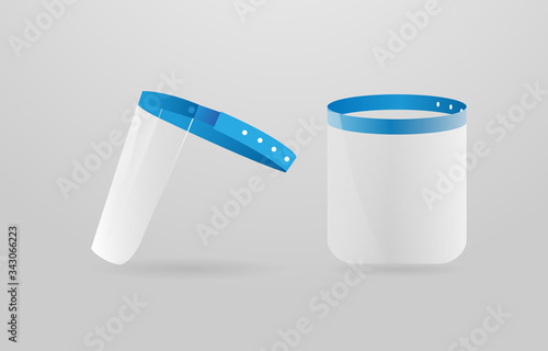 Face shield, medical mask,  covid-19 and virus protection concept. Vector illustration 