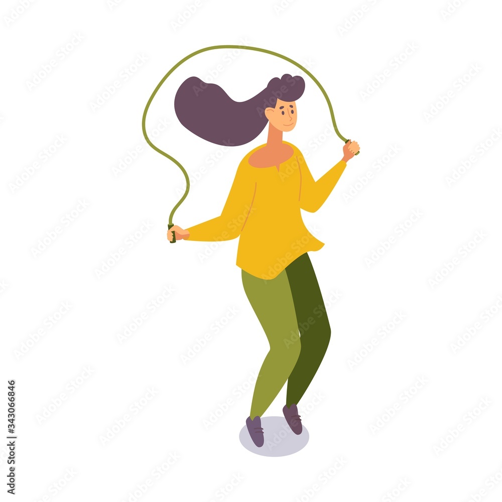 Isometric woman training with jumping skipping rope. Isometric woman training with jumping skipping rope.