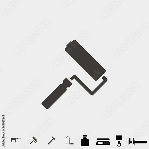 roller paint brush icon vector illustration and symbol for website and graphic design