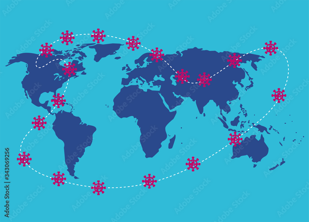 Fototapeta premium covid19 pandemic particles with earth planet