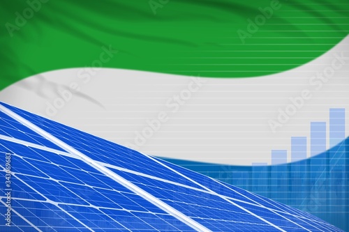 Sierra Leone solar energy power digital graph concept - green natural energy industrial illustration. 3D Illustration