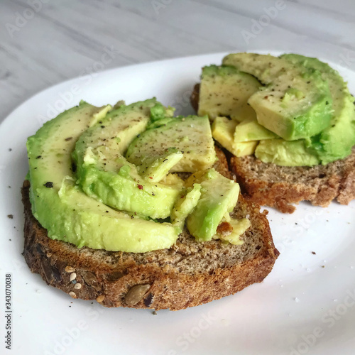 Avocado toast with pepper and salt