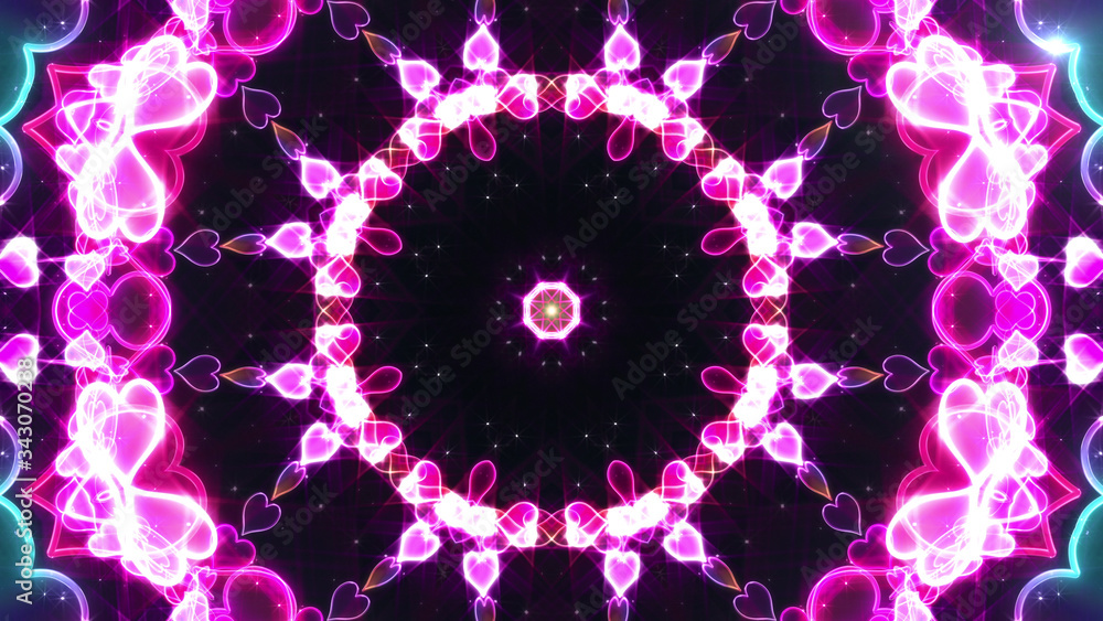 kaleidoscope illumination light line neon glitter disco abstract 3D illustration background. kaleidoscope illumination light line neon glitter disco abstract 3D illustration background.