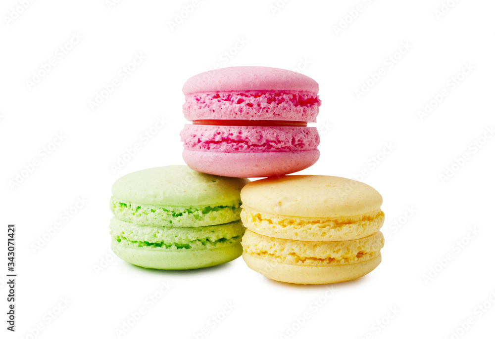 Delicious three multicolored macaroon isolated Delicious three multicolored macaroon isolated
