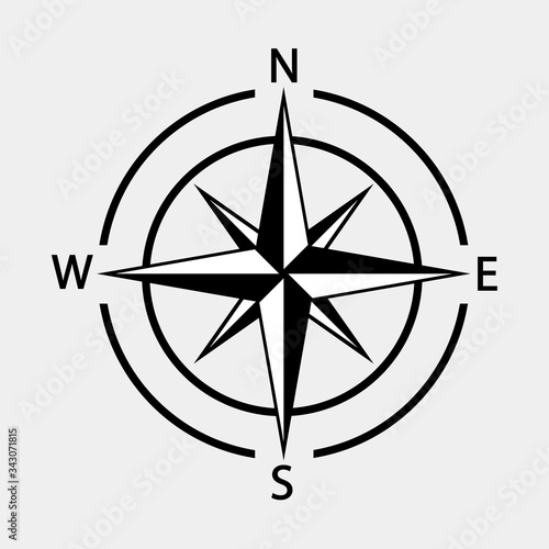 Compass vector icon. Navigation and orientation, sign flat symbol. Black illustration on white background.