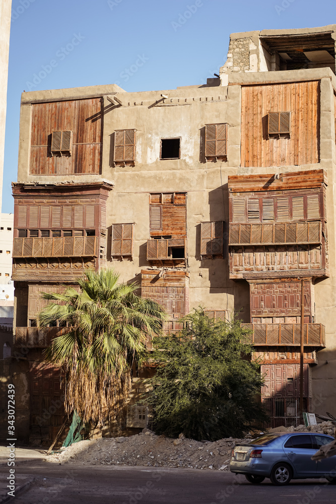 historic wooden building in the UNESCO historic center called Al-Balad