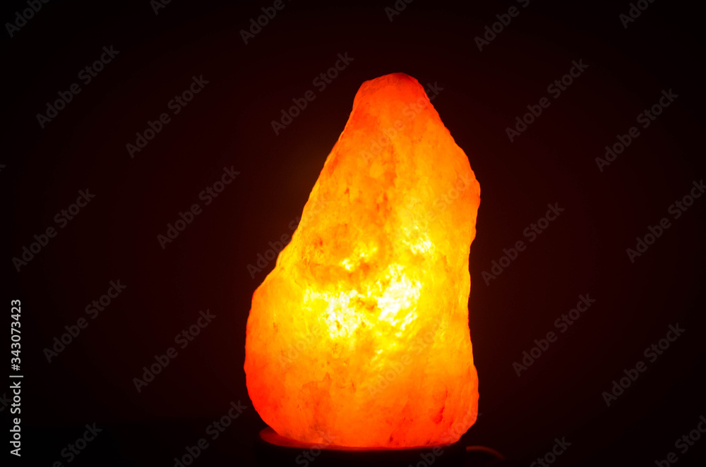 Luminous salt lamp in the dark. Luminous salt lamp in the dark.